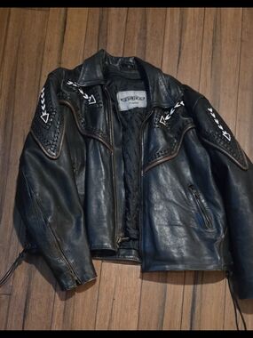 Vintage Black Leather Biker Jacket/Vest/Chaps